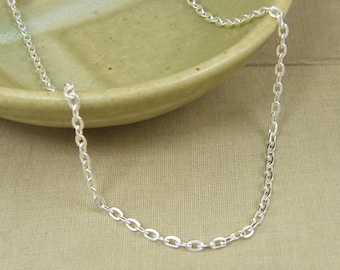 18 Inch Silver Necklace Chain 18 Inch Silver Chain Medium Link Bright Silver Plated Oval Chain |CH2-Med-BS18