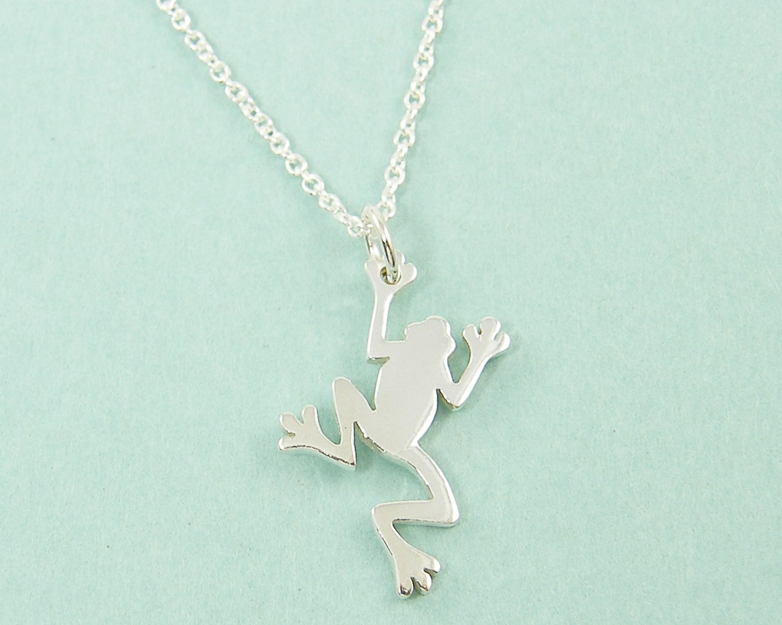 Frog Necklace Sterling Silver Tree Frog Charm Necklace Etsy