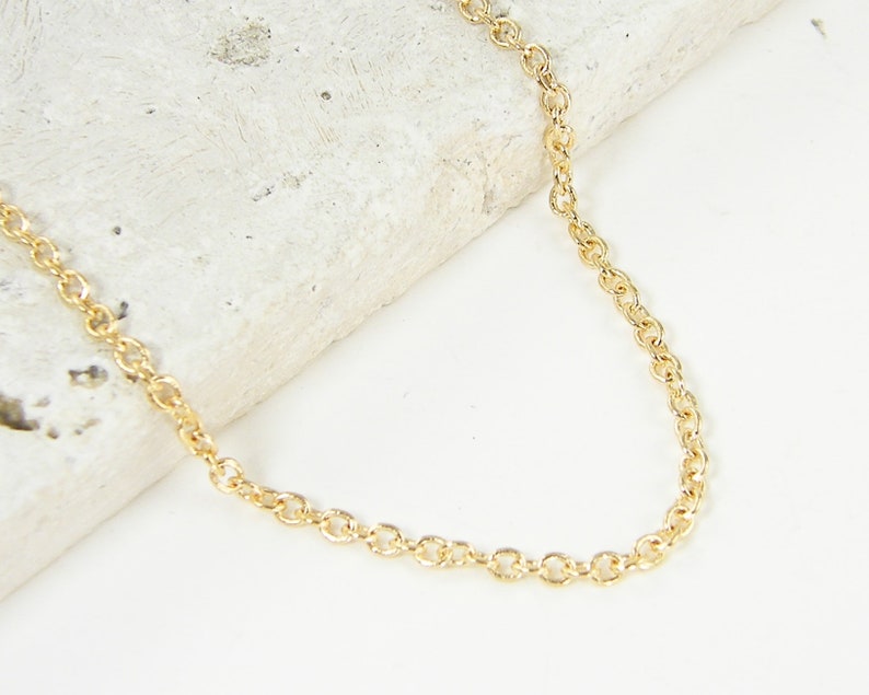 Gold Necklace Chain 30 Inch Small Link Gold Plated Cable Chain CH1-G30 image 1