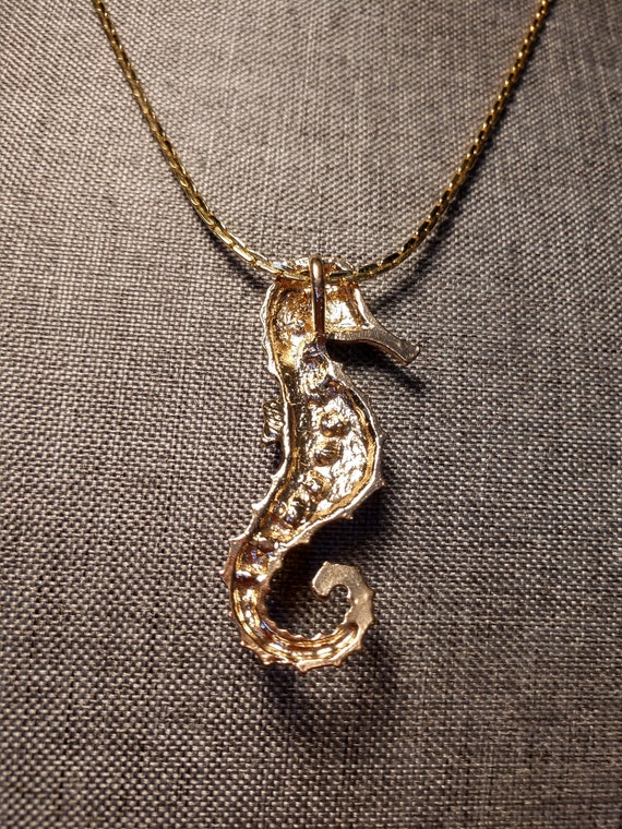 Diamond Cut Cable Chain Necklace with Seahorse Pe… - image 2