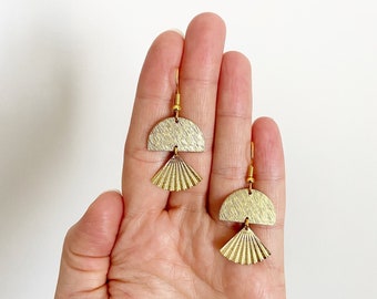 Brass Fan Earrings | Brass Arch Earrings | Brass Earrings | Geometric Earrings | Chic Earrings | Gold Earrings | Drop Earrings | Earrings