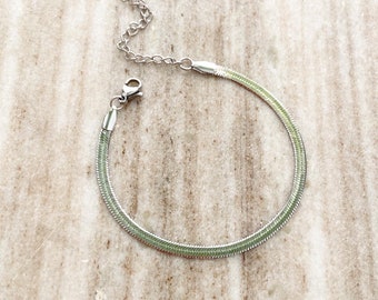 Silver Snake Chain  Bracelet | Simple Bracelet | Dainty Bracelet | Snake Chain Bracelet  Bracelet | Bracelets | Layering Bracelets | Chain