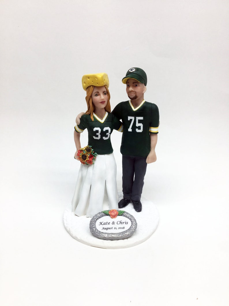 Wedding Cake Topper Green Bay Packer Bride and Groom Etsy