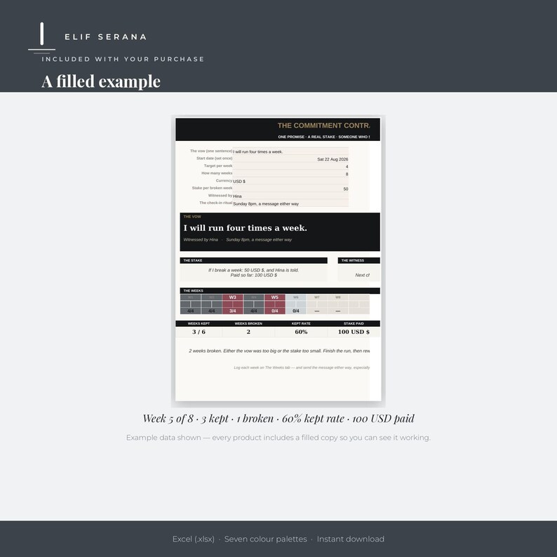 Peut inclure: Un mod&egrave;le de contrat d'engagement num&eacute;rique pr&eacute;sentant une mise en page en noir et blanc avec des sections pour la d&eacute;finition d'objectifs, les d&eacute;tails de l'enjeu et un suivi hebdomadaire. Le document inclut des champs pour la promesse et les t&eacute;moins.