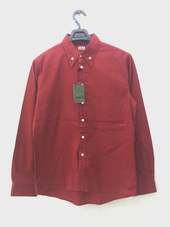 Yohji Yamamoto, Vintage AAR Yohji Yamamoto D'Urban Red Long Sleeve Button Down Shirt Japanese Designer Dress Shirt Made in Japan