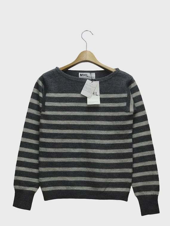 Margaret Howell, Vintage MHL Margaret Howell Stripe Wool Sweater Made in Japan Minimalist Knit Pullover