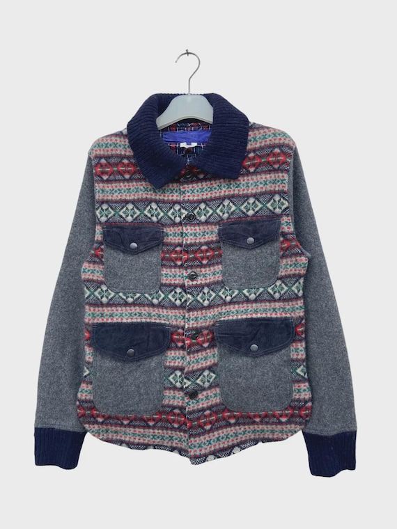 Junya Watanabe, Junya Watanabe Comme Des Garcons AD2011 Fair Isle Knit Jacket Vintage Japanese Designer Wool Hunting Workwear Coat