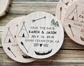 75 Camp Lake Forest Wedding  -  Rustic Save the Date Wood Magnet Invitations