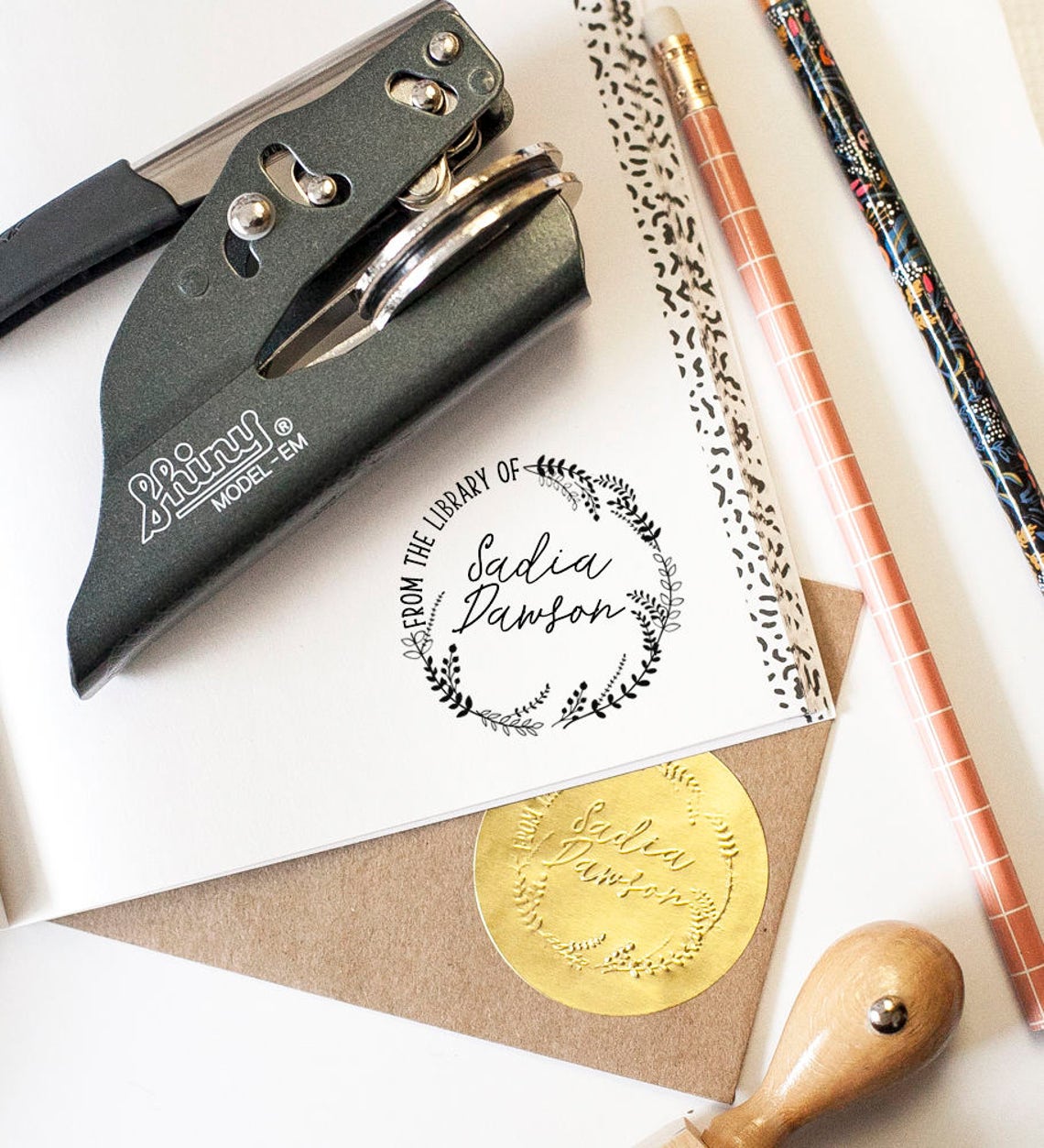 Custom Seal Embosser Book Plate Book Stamp Library Stamp Etsy