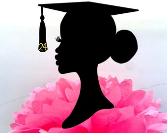 DIY Afro Graduation KIT, Afro 2024 Grad, Afro Military Grad, Afro Law Enforcement Grad, Girl Silhouette Decor, Class of 2024