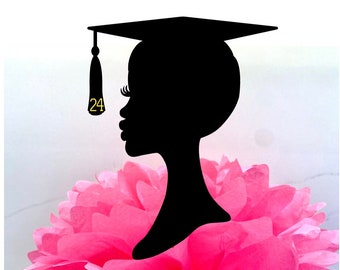 DIY Afro Graduation KIT, Afro 2024 Grad, Afro Military Grad, Afro Law Enforcement Grad, Girl Silhouette Decor, Class of 2024