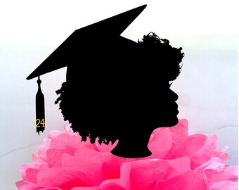 DIY Afro Graduation KIT, Graduation Afro Girl Silhouette Cut Out, Cake Topper, Graduation Decoration, Graduation Party,  Class of 2024