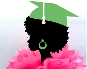 DIY Afro Graduation KIT, Graduation Afro Girl Silhouette Cut Out, Cake Topper, Graduation Decoration, Graduation Party,  Class of 2024