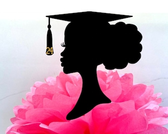 DIY Afro Graduation KIT, Afro Girl High School Grad, Afro Military Grad, Silhouette Cut Out, Cake Topper, Grad Party, Class of 2024