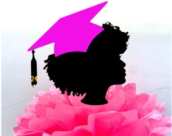 DIY Afro Graduation KIT, Graduation Afro Girl Silhouette Cut Out, Cake Topper, Graduation Decoration, Graduation Party,  Class of 2024