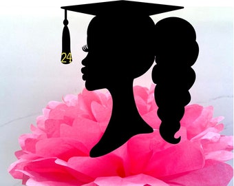 DIY Afro Graduation KIT, Afro 2024 Grad, Afro Military Grad, Afro Law Enforcement Grad, Girl Silhouette Decor, Class of 2024