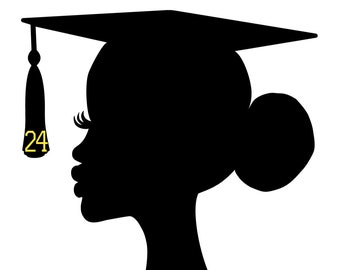 DIY Graduation Centerpiece, Afro Military, Law Enforcement, Class Reunion Girl Silhouette, Graduation Decor, Graduation Party, Class of 2024