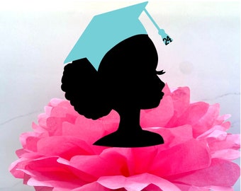 DIY Afro Graduation KIT, Graduation Afro Girl Silhouette Cut Out, Cake Topper, Graduation Decoration, Graduation Party,  Class of 2024