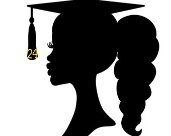 DIY Graduation Centerpiece, Afro Military, Law Enforcement, Class Reunion Girl Silhouette, Graduation Decor, Graduation Party, Class of 2024