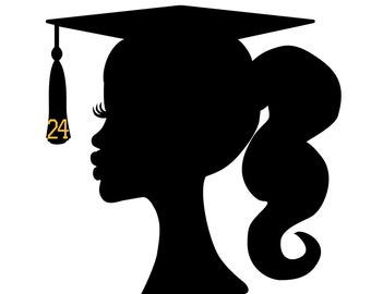 DIY Graduation Centerpiece, Afro Military, Law Enforcement, Class Reunion Girl Silhouette, Graduation Decor, Graduation Party, Class of 2024