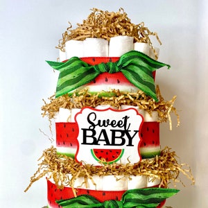 Diaper Cake, Baby Shower Centerpiece, Watermelon Baby Shower, Watermelon Diaper Cake, Baby Shower Centerpiece, Baby Shower Decor, Baby Gift