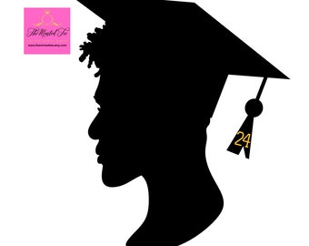 DIY Graduation Centerpiece, Afro Boy Silhouette, Graduation Decoration, Graduation Party, Class of 2024, Afro Boy Silhouette, Dreadlocks