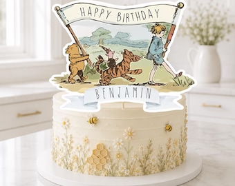 Classic Winnie the Pooh Birthday Cake Topper | Personalized Pooh Bear Cake Topper | Custom Name Party Decoration | Custom Cake Topper