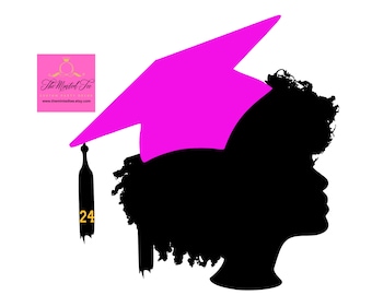 DIY Graduation Centerpiece, Graduation Afro Girl Silhouette Cut Out, Graduation Decoration, Graduation Party, Class of 2024