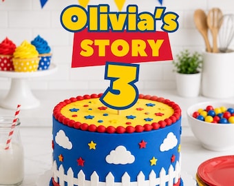 Personalized Toy Story Cake Topper, Custom Name & Age Birthday Cake Topper, Toy Story Birthday Party Decorations, Boy Girl Birthday Decor