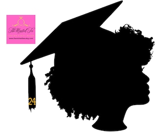 DIY Graduation Centerpiece, Graduation Afro Girl Silhouette Tassel Cut Out, Graduation Decoration, Graduation Party, Class of 2024