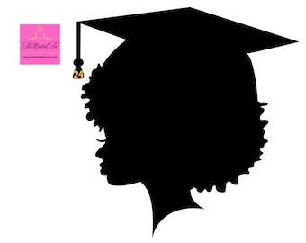 DIY Graduation Centerpiece, Graduation Afro Girl Silhouette Tassel Cut Out, Graduation Decoration, Graduation Party, Class of 2024