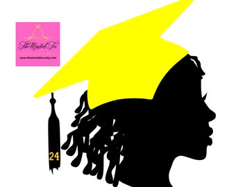 DIY Graduation Centerpiece, Graduation Afro Girl Dredlocks Silhouette Cut Out, Graduation Decoration, Graduation Party, Class of 2024