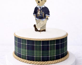 Ralph Lauren Inspired Teddy Bear Cake Topper, Preppy Polo Teddy Bear Cake Topper, Preppy Bear Baby Shower, Preppy Bear Birthday Party Decor
