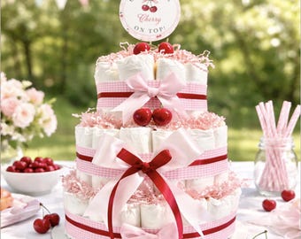Cherry on Top Diaper Cake, She's The cherry on Top, Little Cherry on Top Baby Shower Decor, Someone Berry Sweet Girl Baby Shower Centerpiece