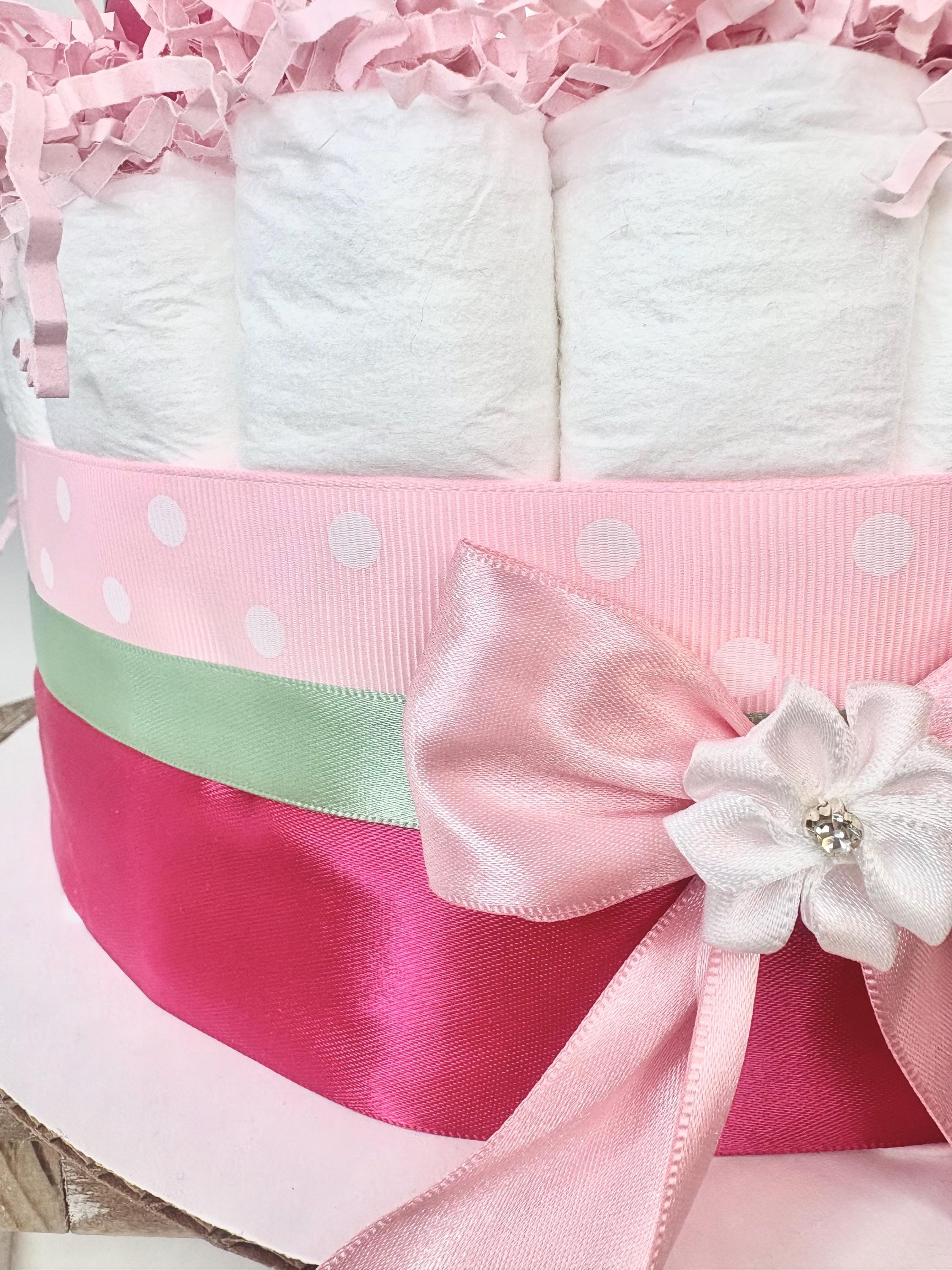 Baby in Bloom Diaper Cake: Pink Floral Baby Shower Centerpiece - Etsy