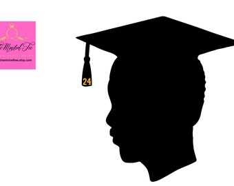 DIY Graduation Centerpiece, Graduation Afro Boy Silhouette Tassel Cut Out, Graduation Decoration, Graduation Party, Class of 2024