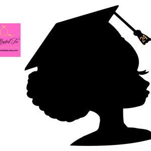 DIY Graduation Centerpiece, Graduation Afro Girl Silhouette Tassel Cut Out, Graduation Decoration, Graduation Party, Class of 2024
