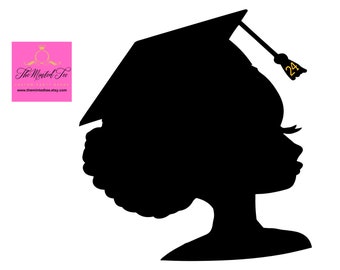 DIY Graduation Centerpiece, Graduation Afro Girl Silhouette Tassel Cut Out, Graduation Decoration, Graduation Party, Class of 2024