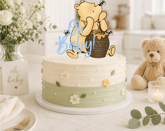 Classic Winnie the Pooh Baby Shower Cake Topper | Oh Baby Pooh Cake Topper | Vintage Pooh Bear Baby Shower Decor
