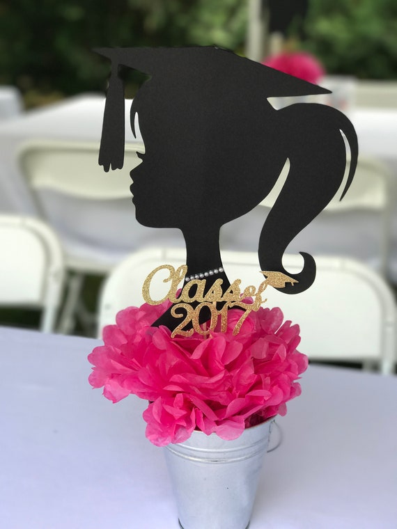 Diy Graduation Centerpiece Girl Boy Silhouette Cut Diy Graduation Centerpiece