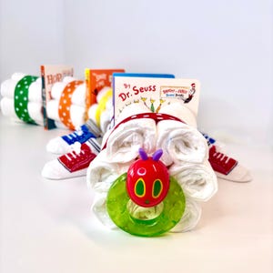 Book Worm Diaper Cake, Book Diaper Cake, Storybook Baby Shower, Diaper Cake, Storybook, Caterpillar Diaper Cake, Baby Shower Centerpiece