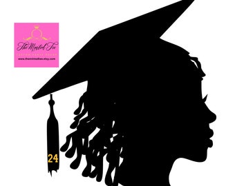 DIY Graduation Centerpiece, Graduation Afro Girl Dredlocks Silhouette Cut Out, Graduation Decoration, Graduation Party, Class of 2024