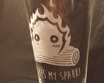 Blushing Calcifer Etched Glass