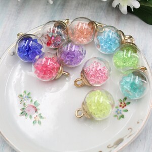 Set of 10 ssorted Mini Transparent Glass Orbs w/Rhinestones Glass Pendants Handmade DIY Jewelry Earring Necklace Bracelet Decorations