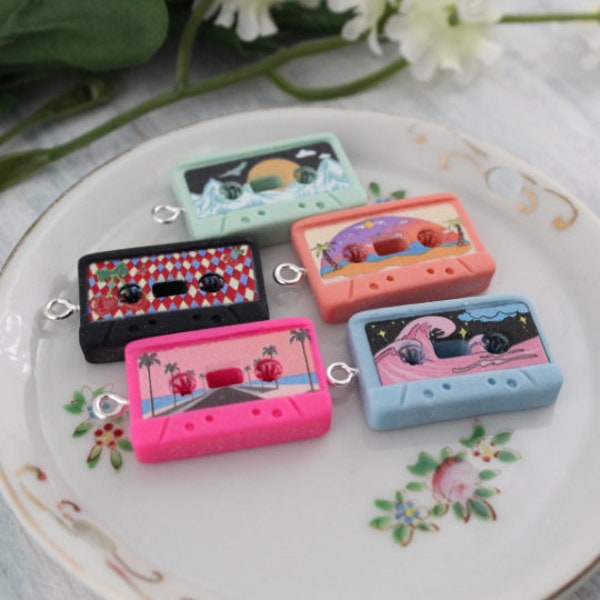 Assorted Mini Cassette Tape Resin Charms Flat Back Cabochon Packs Handmade DIY Jewelry Earring Necklace Bracelet Decorations