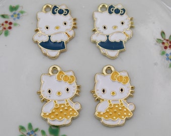 Set of 10 Tiny Cartoon Gold Tone Enamel Charms Pendants Handmade DIY Jewelry Earring Necklace Bracelet Decorations
