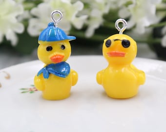Set of 10 Mini Cartoon Duck Resin Charms 3D Resin Pendants Handmade DIY Jewelry Earring Necklace Bracelet Decorations