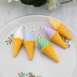 Assorted Mini Ice Cream Cone Resin Charms Flat Back Cabochon Packs Handmade DIY Jewelry Earring Necklace Bracelet Decorations