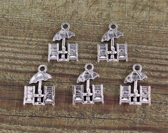 Beach Chair Charms Beach Chair Pendants Antique Silver Tone 15 x 16 mm