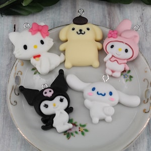Set of 5 Assorted Mini Cartoon Resin Charms Flat Back Cabochon Packs Handmade DIY Jewelry Earring Necklace Bracelet Decorations
